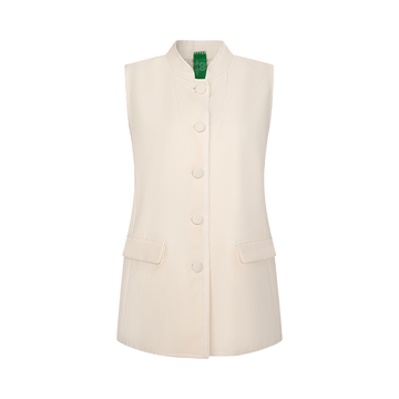 White Stand-Collar Vest
