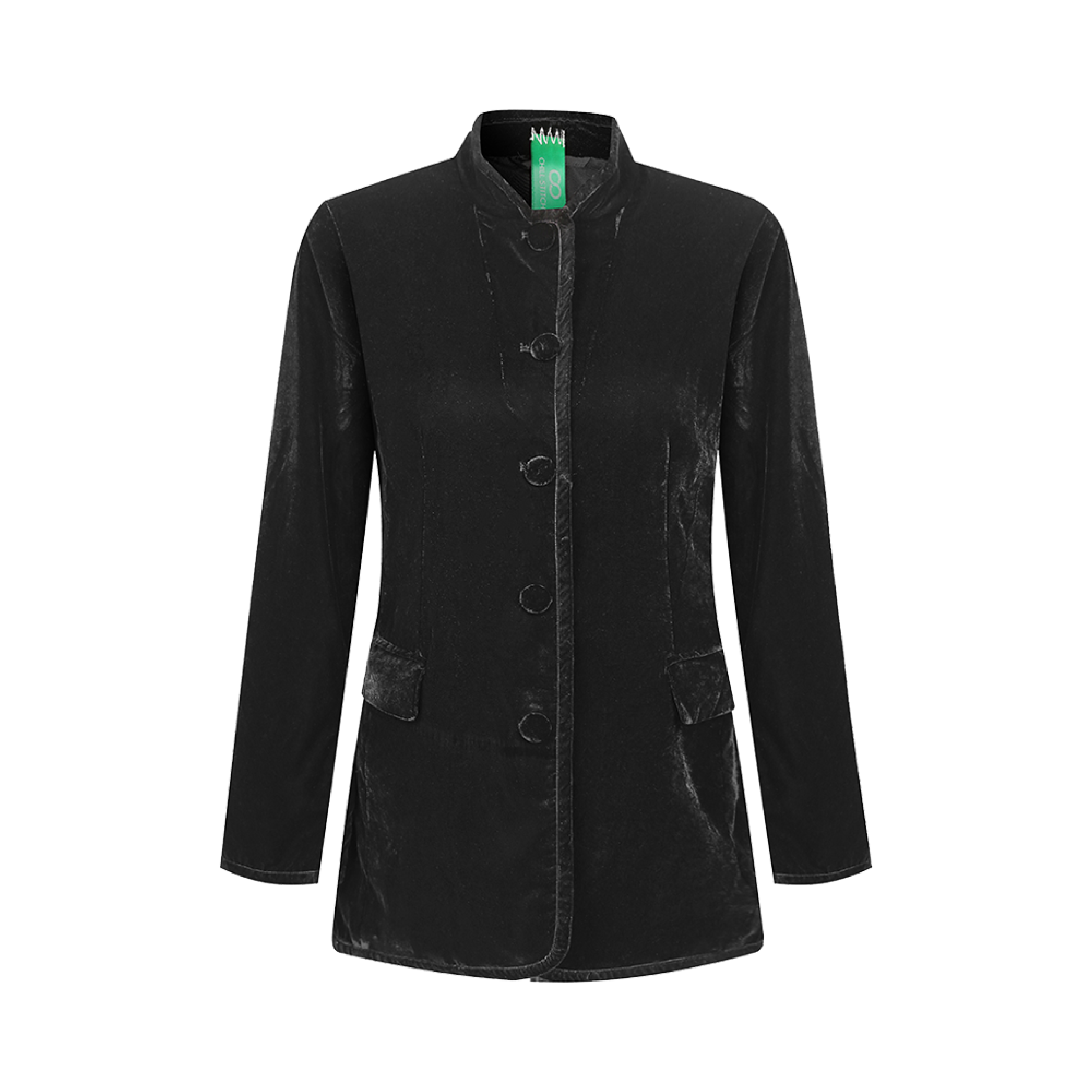 Black Velvet Stand-Collar Jacket