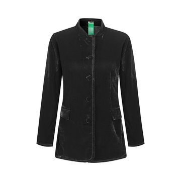 Black Velvet Stand-Collar Jacket