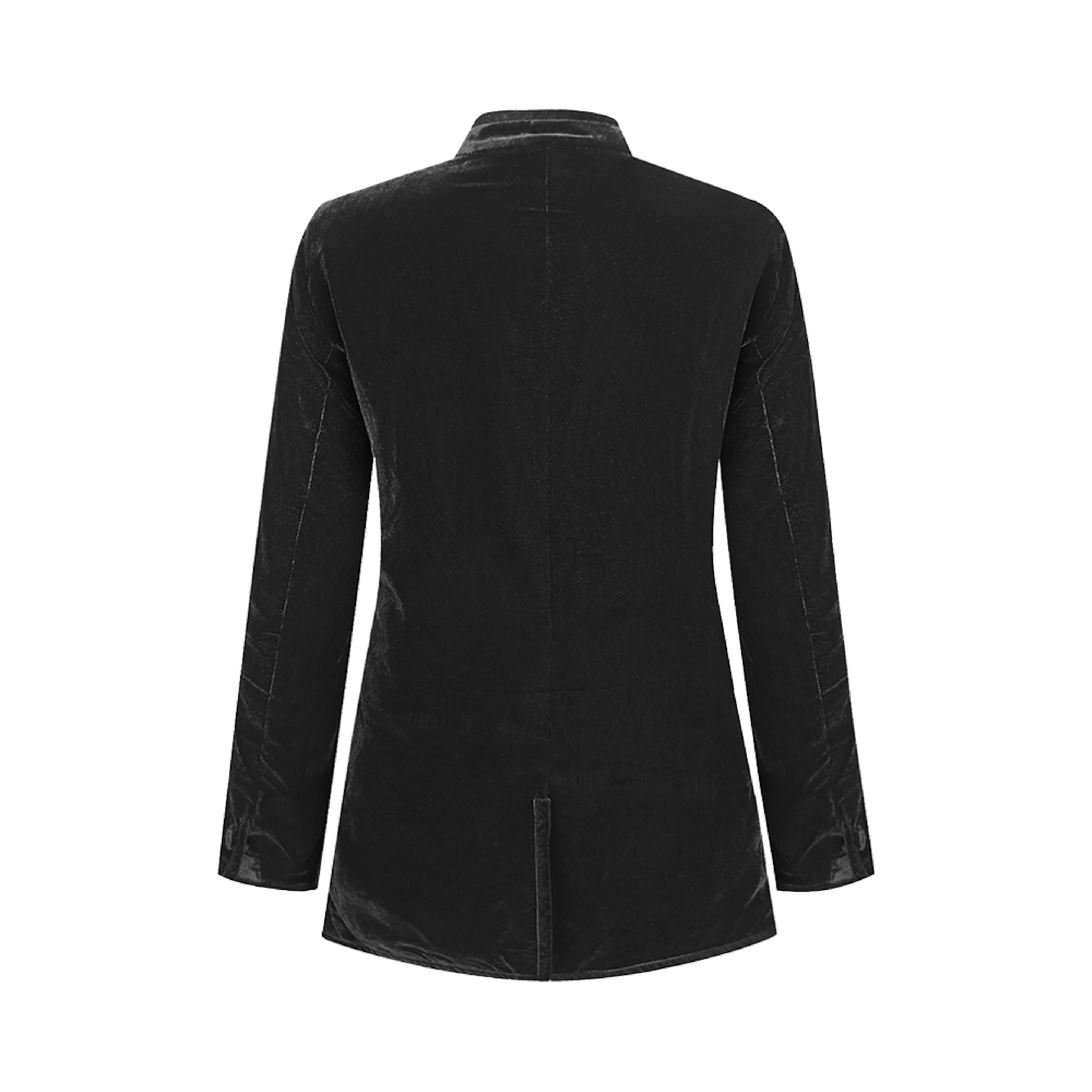 Black Velvet Stand-Collar Jacket
